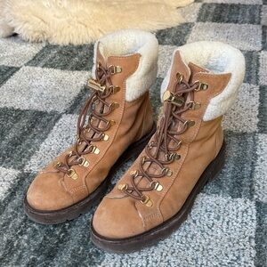 Stuart Weitzman Shearling Lace-Up Boots